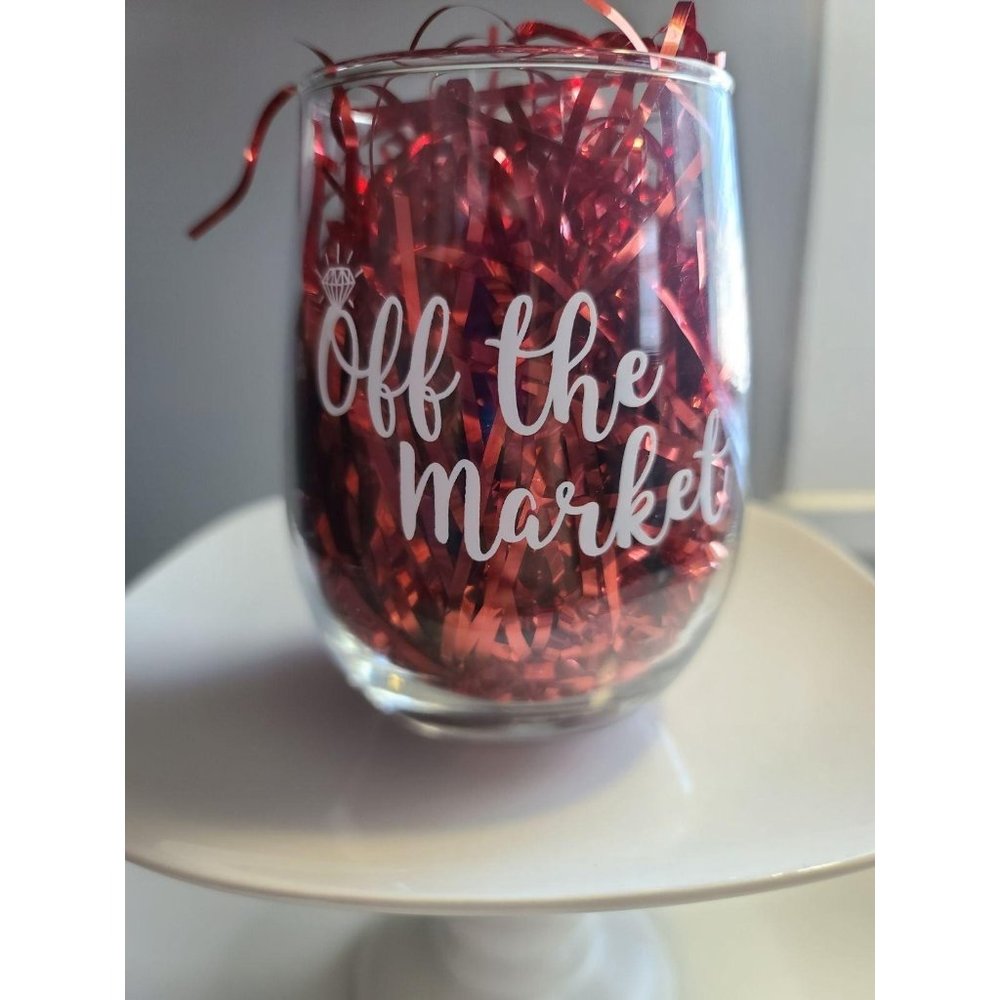 Off the Market Bachelorette Wine Glass - Picture 1 of 5